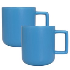 亮彩方形握把馬克杯 310ml, 2個, 藍色