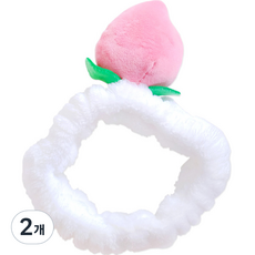 manhaengshop 蓬鬆水蜜桃點點洗臉髮帶, 2個, 白色