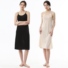Carrylusi 人造絲七分細肩帶襯裙洋裝2件組
