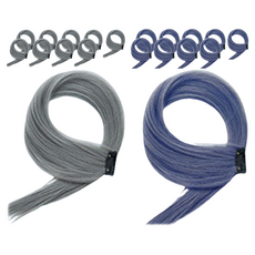 타이탄 포인트 헤어 브릿지 똑딱이 컬러 피스 부분 가발, 애쉬블루 + 애쉬그레이, 20개