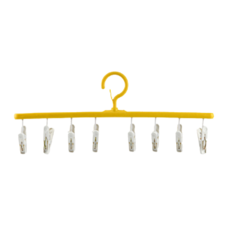8夾衣架 單排設計 大容量收納 防風無痕夾 可360°旋轉, 黃色, 4組