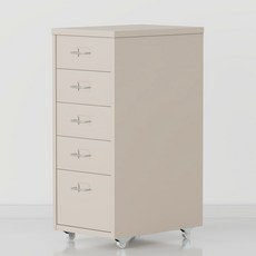 하비티 모던 베이직 심플 철제 서랍장, 베이지, 5단