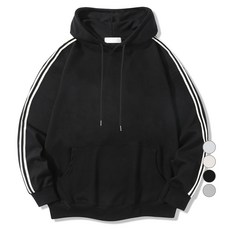 ILLUSO 男女通用 WD 刷毛袖子雙線素色寬鬆連帽T恤