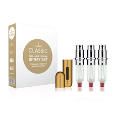 TRAVALO 按壓式填充便攜香水瓶 Classic New 引擎組 3入 + 保護殼, 金色, 1個