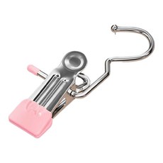 不鏽鋼掛勾夾 Set, 防滑雙頭浸膠夾, 曬曬好幫手, 強力夾勁, 粉色, 1組