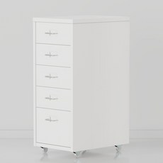 하비티 모던 베이직 심플 철제 서랍장, 화이트, 5단
