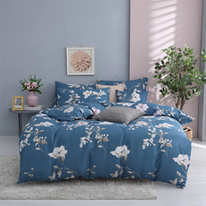 藍貓BlueCat 台灣製造銀離子抗菌印花床包 花情似意 單人床包, 105ｘ186cm