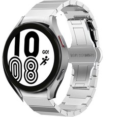 iamdue 適用Galaxy Watch 金屬鍊式弧形錶帶 20mm, 銀色