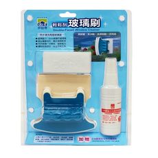 多益得輕鬆刮玻璃刷 雙面玻璃清潔刷 含生物酵素亮光抗污清潔劑, 白色 + 藍色, 1組