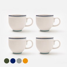 ssueim 復古條紋馬克杯, 深藍, 4個