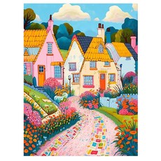 創彩 鑽石畫, 鄉村小屋風景, 30x40cm, 彩色房子, 1個