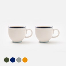 ssueim 復古條紋馬克杯, 深藍, 2個