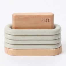 nEOFLam FIKA 陶瓷餐具架 4入 + 木質支架組, 1套, 石白色