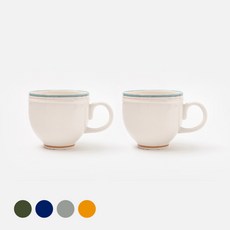 ssueim 復古條紋馬克杯, 復古藍, 2個