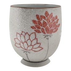 佐和陶瓷 雪釉蓮花赤手握杯 日本製, 雪釉蓮花赤手握杯 銀色 + 紅色, 1個