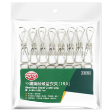 巧巧 不鏽鋼耐候型衣夾 6.2 x 2.7 x 1.6cm 16個, 1組
