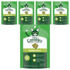 Greenies 健綠 貓咪潔牙餅, 2.1oz, 5個, 舒壓貓薄荷