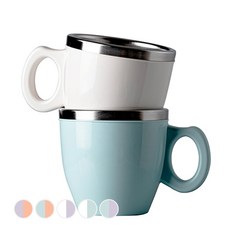 스텐머그 2종 세트, 화이트 + 블루, 1세트