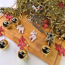 摩達客 聖誕裝飾配件包 木質彩繪紅白麋鹿金系 不含燈