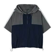 랩 여성용 배색 후드 반팔 아노락 점퍼 AQ2WZ562