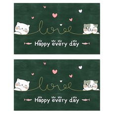 廚房地墊, 貓 綠色, 2個