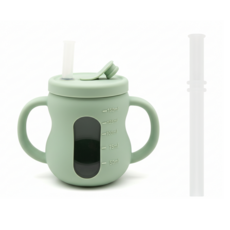 MomnLittle 嬰兒花生矽膠3合1吸管杯, 開心果綠, 1個, 150ml