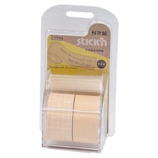 N次貼 牛皮紙便條紙捲 NS_61219 25mmX10M, 空白 + 格線, 2捲, 6組