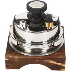 電磁爐適用3層304不鏽鋼壓力釜鍋+木質底座, 600ml, 銀色