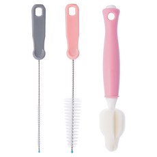 DrBrown's Options Plus 奶瓶 奶嘴清潔套組 奶瓶刷 + 縫隙刷 + 吸管刷, 粉色, 1組