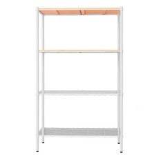 dayneeds 日需百備 松木 烤漆層架, 白框 + 原木, 4層