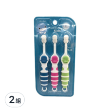 KU.KU Duckbill 酷咕鴨 幼兒超軟毛牙刷 1~3歲, 藍色 + 粉色 + 綠色, 3支, 2組