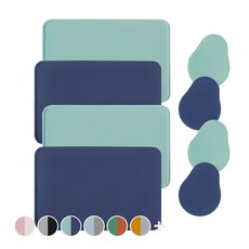 ade.l 用餐矽膠餐具四人組 8件組, 混合紫色, 餐墊(寬 428mm x 長 282mm), 杯墊(寬 105mm x 長 135mm), 1個