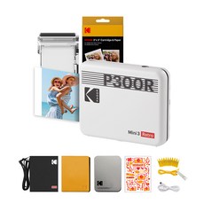 KODAK 柯達 Mini 3復古照片打印機 P300R+墨匣+配件組, 白色, P300R