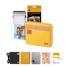KODAK 柯達 Mini3 復古相片印表機 P300R + 墨水匣 + 配件組, 黃色
