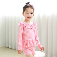 bayb 여아용 엘라 래쉬가드 상의 + 하의 + 수영모 세트