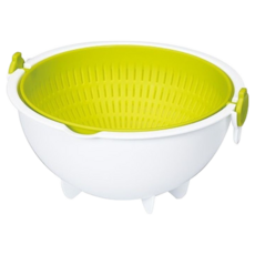 KOKUBO 小久保 可旋轉圓型瀝水籃組 180度蓋上蓋子 充分去除水分 預防果蠅孳生, 綠色, 小, 1組