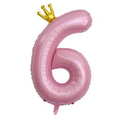 이자벨홈 생일파티 왕관 숫자 풍선 6 초대형, 핑크, 1개
