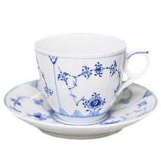 로얄코펜하겐 블루플루티드 플레인 커피잔 160ml + 소서, 화이트 + 블루, 1세트