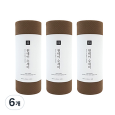 살림마켓 원데이 일회용 수세미 60p, 6개, 브라운