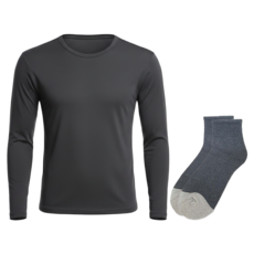 MI MI LEO 台灣製輕刷毛保暖衣 + 竹炭保暖除臭氣墊襪組 深灰
