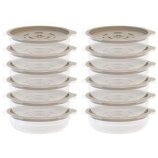 HOMENHOUSE 圓形微波保鮮盒 450ml, 保鮮盒 灰色, 12個