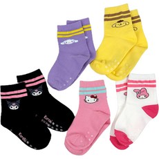 Sanrio 三麗鷗 角色兒童重點線條中筒襪5件組