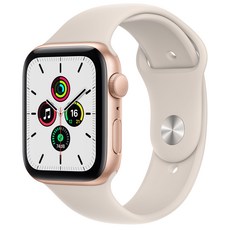 Apple 애플워치 SE, 44mm, GPS, 알루미늄, 골드 / 스타라이트 스포츠 밴드