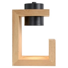 理享家 日式幾何造型融蠟燈組 蠟燭燈 + 鹵素燈泡2顆, 原木黑燈罩