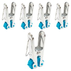 雙手萬能 不鏽鋼秒收強力夾5件組 7.8 x 1.6 x 2.5cm, 銀色 + 藍色, 1組