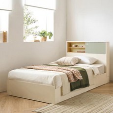 리바트 커먼베드 슬라이딩 도어형 침대 일반형 박스형 프레임 단품 방문설치, 옐로우 + 그린도어