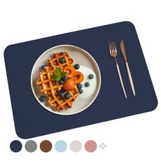 SOYMIX 四季方形北歐風防水皮革餐墊, 海軍藍, 40 x 30cm
