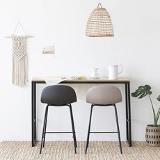 룸앤홈 헬싱키 등받이바 스툴 PU 홈바의자, 블랙베이지, 1개