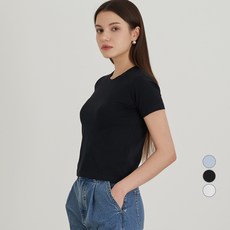 ELLE GIRL 여성용 통기성 슬림핏 크롭 반팔 티셔츠