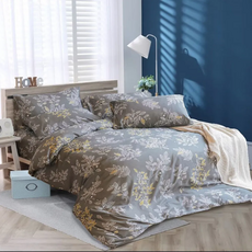 藍貓BlueCat 台灣製印花抗菌防蟎床包5尺馨語+枕套, 150 x 186cm, 馨語